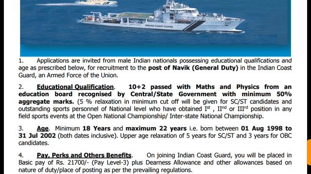 INDIAN Cost Guard Education Qualifications || Indian Coast Guard Navik GD Recruitment 2020