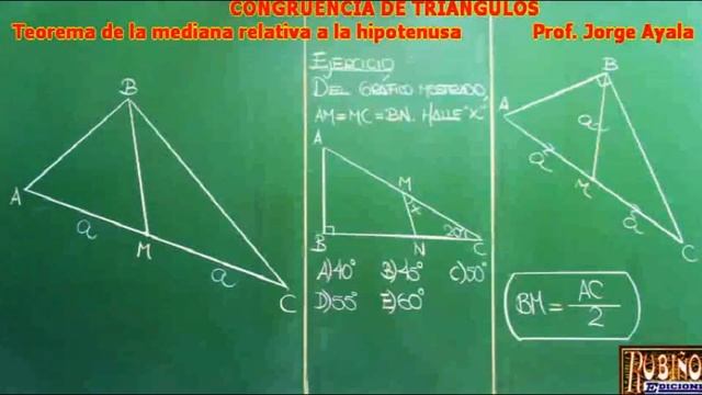 Congruencia de Triángulos  Teorema de la Mediana Relativa a la Hipotenusa   Demostración de Geometr смотреть онлайн