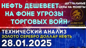 Нефть дешевеет на фоне угрозы торговых войн. Анализ рынка золота, серебра, нефти, доллара 28.01.2025