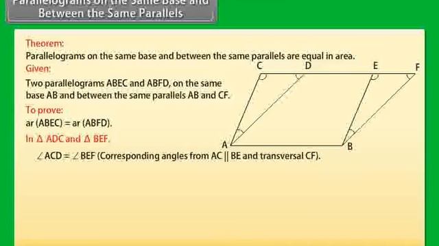 Class 9 Mathematics - Areas of Parallelograms and Triangles | CBSE