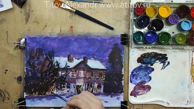 Как писать пейзаж темперой, рисуем в цвете, урок 25. Окончательный урок, часть третья