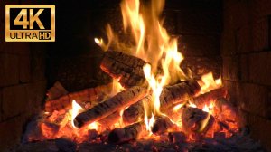 Камин 4К | Fireplace 4K. Уютный огонь в камине. Звук костра. Треск дров