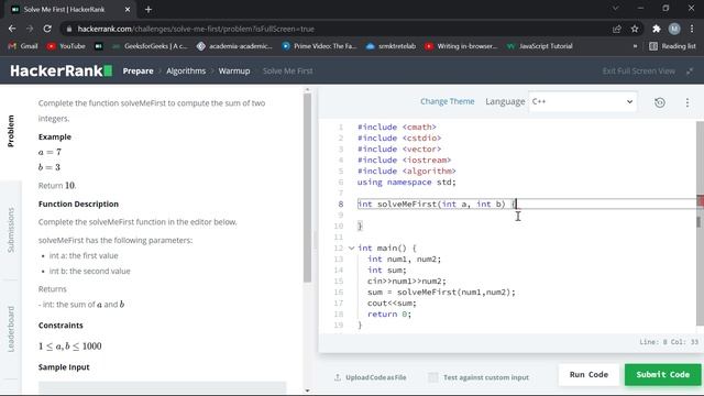 Solve me First HackerRank Algorithm Solution in C/C++ Explained | Problem Solving | Binary Coders