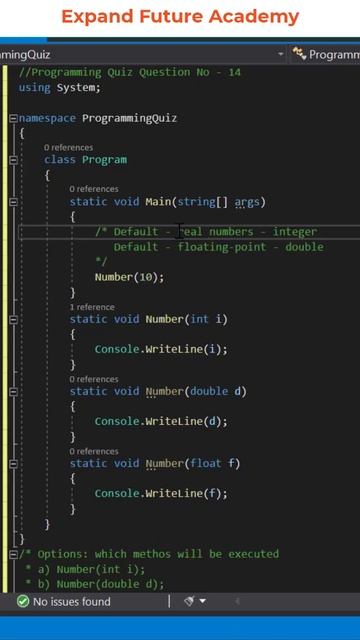 Solution for Programming Quiz Questions - Q14 -  Expand Future Academy #Shorts #CSharp #Dotnet