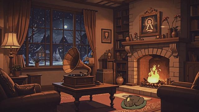 В другой комнате Уютного зимнего дома играет старинная музыка 1940-х годов смотреть онлайн