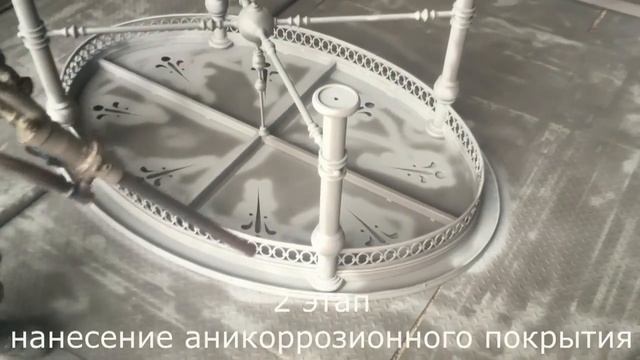 Подготовка поверхности и цинкование кованного стола