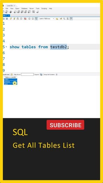 SQL Tutorial For Beginners, (Show All Tables List), SQL Course, Learn SQL, SQL Full Course in Telug