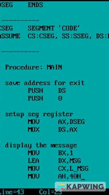 Hello x86 Low-level assembly coding for the 8086 #coding #notalking #shorts #short #shortvideo