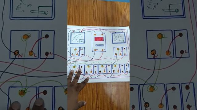 7 socket 7 switch 1 fuse 1 volt meter और 1 Ampere meter board wiring connection & daigram