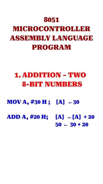 8051 Assembly Language Programming 1. Addition- ECT 206 COMPUTER ARCHITECTURE AND MICROCONTROLLER