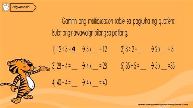 division of numbers up to 100 by 2, 3, 4, 5 and 10