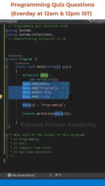 Programming Quiz Questions  -  Q140 - Expand Future Academy #Shorts #CSharp #Dotnet смотреть онлайн