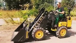 Самодельный минипогрузчик Prime - работа челюстным ковшом