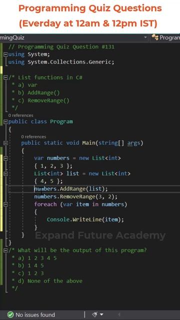 Programming Quiz Questions - Q131 - Expand Future Academy #Shorts #CSharp #Dotnet смотреть онлайн