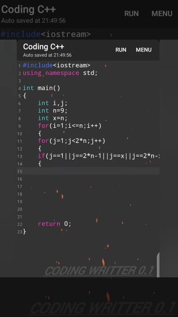 W Alphabet pattern tutorial video C++ programming tutorial ll 💯🧠#coding #short #youtubeshorts
