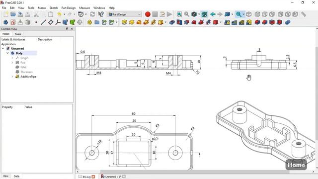FreeCAD Beginners tutorial: practical exercise 85 смотреть онлайн