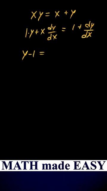 Implicit Differentiation xy=x+y, dy/dx=... смотреть онлайн