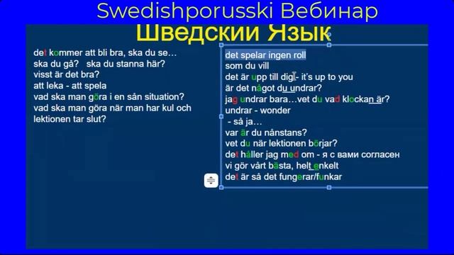 Шведский Язык   Онлай урок   Вебинар 010   Часть 3 из 4