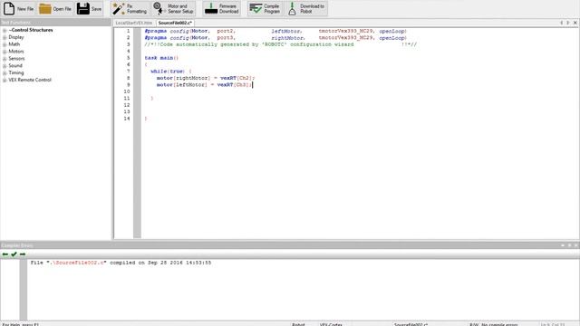 VEX Robotics RobotC Programming Tutorial Series | Episode 4: Mapping Commands To Your Controller