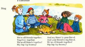 English Together 1.  Song and Story.  We're all friends together.