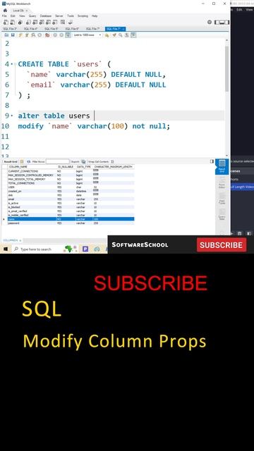 SQL Interview Questions And Answers, (Modify Column), SQL Tutorial For Beginners, SQL in Telugu