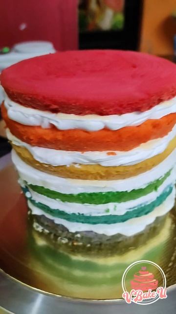 RAINBOW CAKE DESIGN🌈 |V BAKE U|#cake #homemade #homebaker #rainbowcake #colour #sky #cakedesign