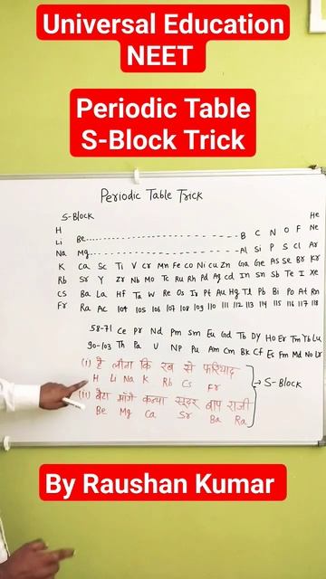 S-Block Trick ll Periodic Table ll NEET ll Class 11th ll By Raushan Kumar