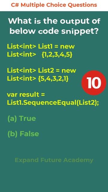 C# Multiple Choice Question #034 - Expand Future Academy #Shorts #CSharp #Dotnet #Programming смотреть онлайн