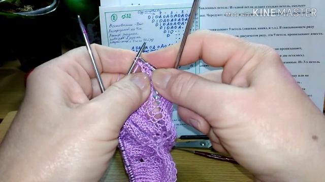 Ажурные салфетки спицами. Салфетка  2  (часть  2).