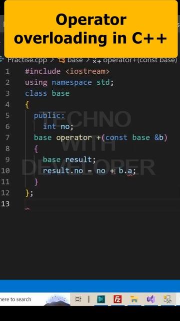 Operator Overloading in C++ Programming | Part 26 #youtubeshorts #ytshorts #polymorphism