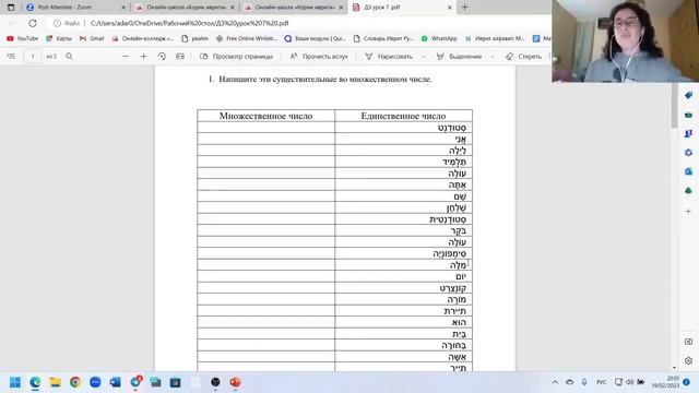 Бесплатные уроки иврита с 0  Урок № 7 Образование множественного числа существительных смотреть онлайн