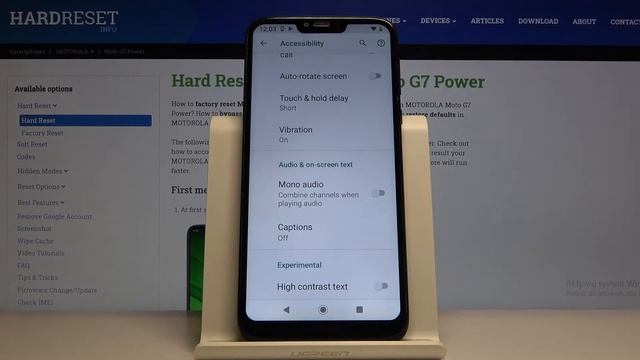 How to Activate High Contrast Text on Motorola Moto G7 Power - Manage Display Settings