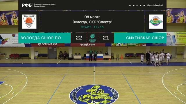 Вологда СШОР по баскетболу - Сыктывкар СШОР "Юность" смотреть онлайн