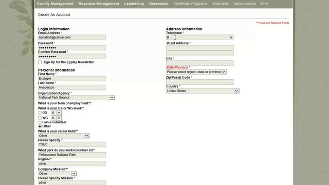 Account Creation and Registration