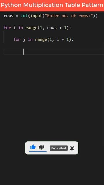 Python Program Multiplication Table Pattern #shorts