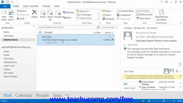 Outlook 2013 Tutorial Recovering Deleted Items Microsoft Training Lesson 8.3 смотреть онлайн