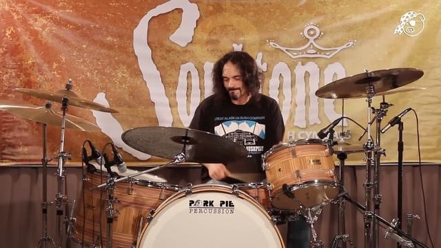 Pork Pie Maple drum set with custom Zebrawood finish. смотреть онлайн