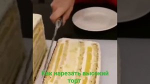 Лайфхак Как нарезать высокий торт👍👍👍
