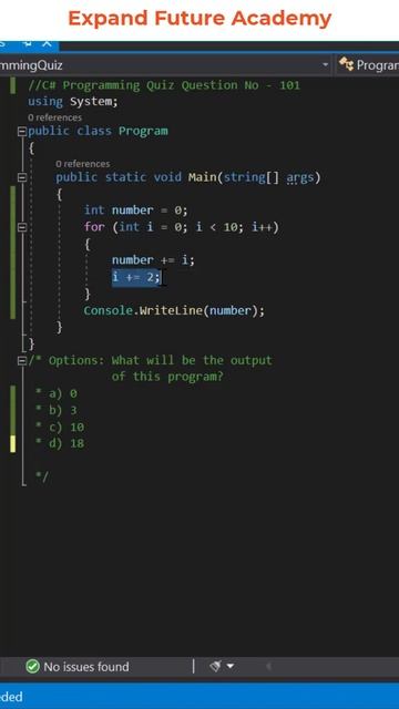 C# Programming Quiz Questions - Q101 -  Expand Future Academy #Shorts #CSharp #Dotnet