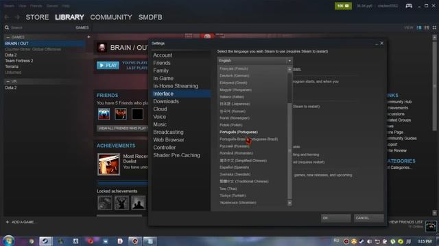 Как сменить язык в Steam