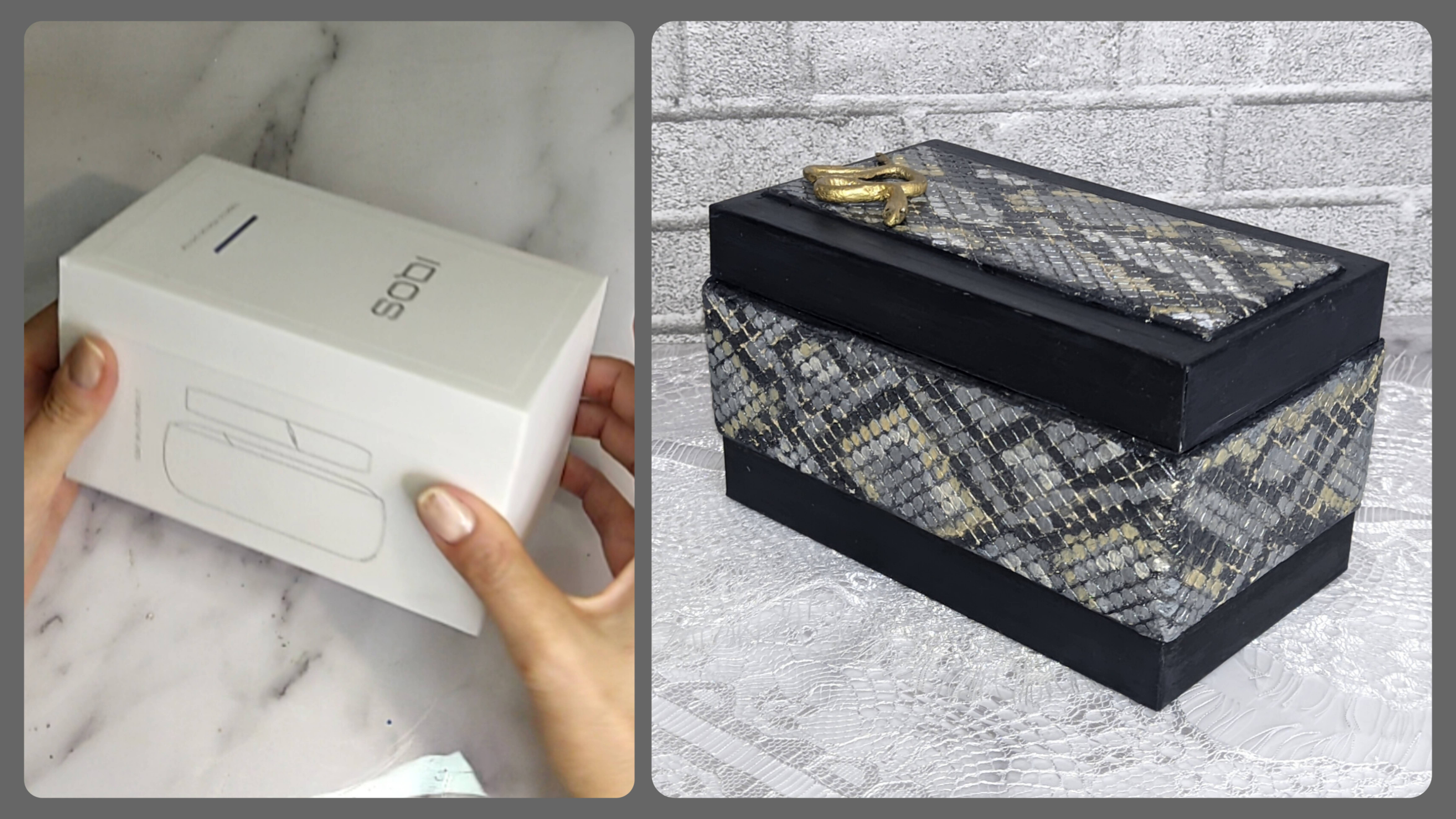 Супер лёгкий способ имитации КОЖИ ПИТОНА! Декор картонной коробки!💥 смотреть онлайн