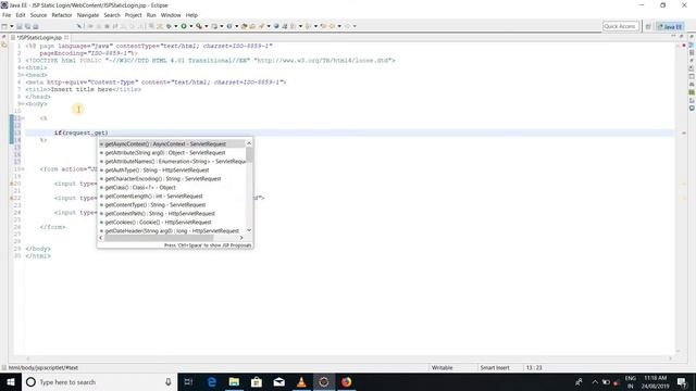 JSP Static Login Example