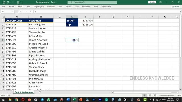 Rand and Randbetween Function in Excel in Tamil