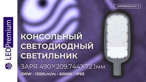 Консольный светодиодный светильник ЗАРЯ LP-KU-100W 6000K (12000Lm, IP65, PF 0.9)