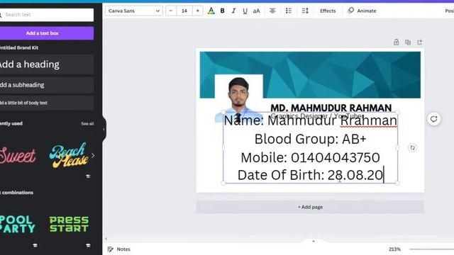ID Card Design in Canva Tutorial | How To Make Professional Company ID Card #canvadesing #canva#tb8