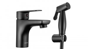 Распаковка черного смесителя для раковины с гигиенической лейкой Swedbe Mars 1760B
