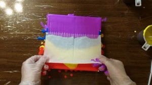 Акриловая краска и салфетка в технике fluid art