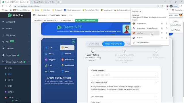 Create BEP20 Token with CoinTool.app is easy!