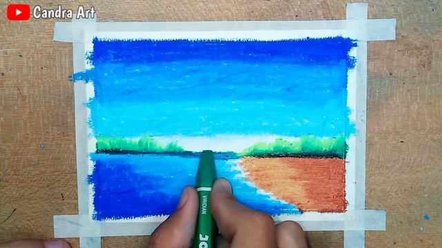 How To Draw a Beach Easy Scenery With Oil Pastels