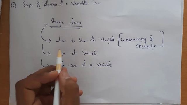 c storage classes, static , auto, extern, register storage classes, scope and lifetime of a variabl